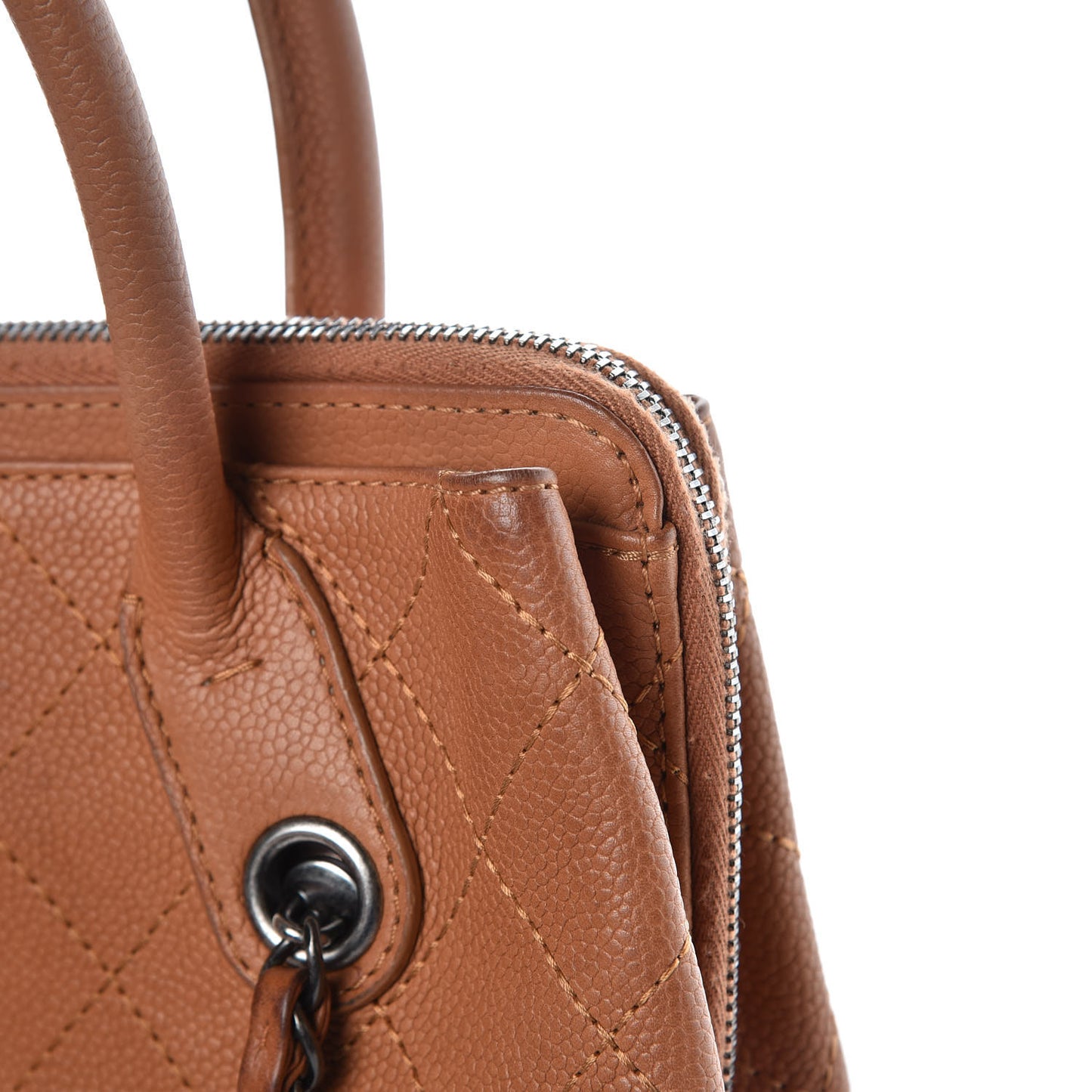 Grained Vegetal Calfskin Small Urban Shopping Tote Camel