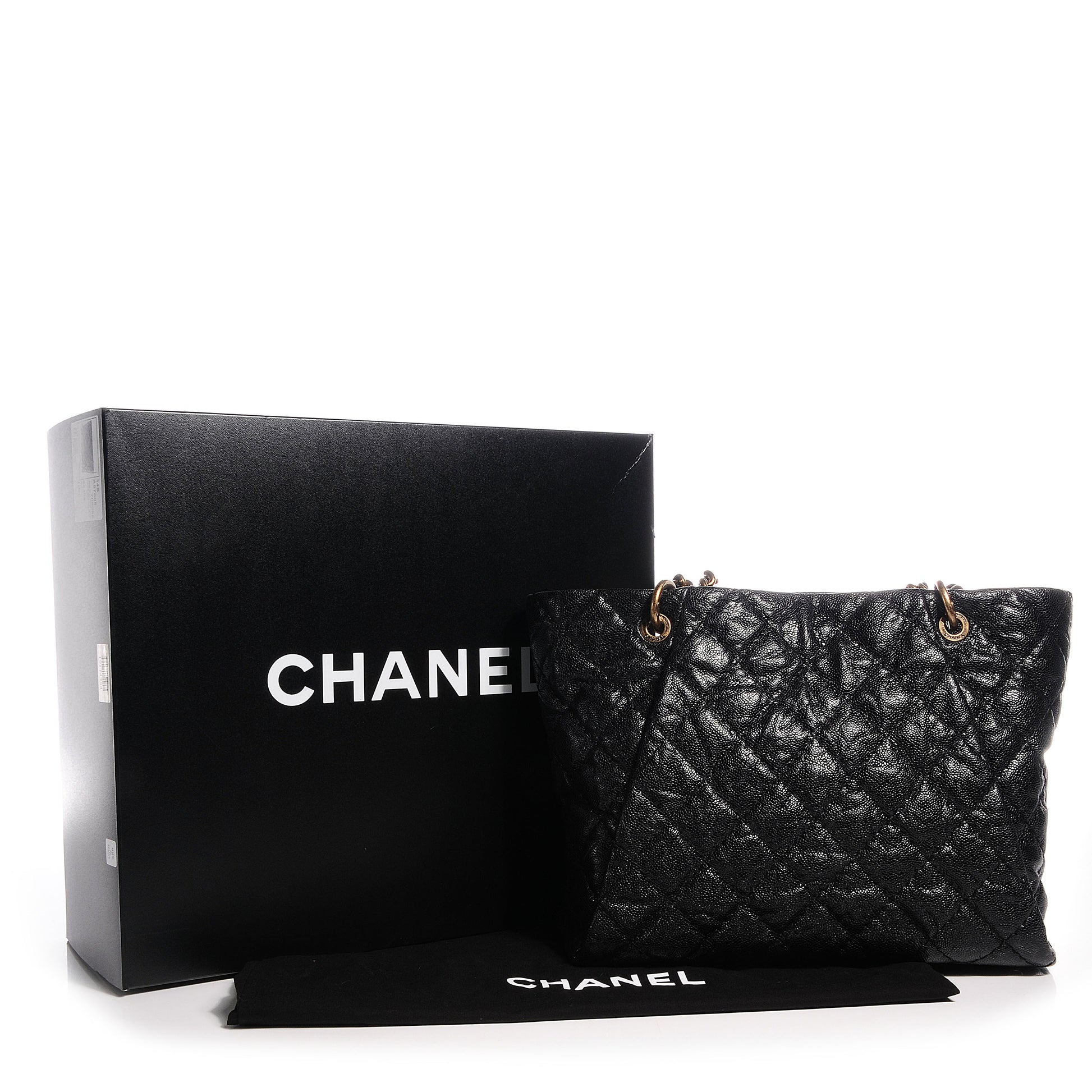 Chanel Glazed Caviar Large Coco Pleats Tote Black 8 of 8