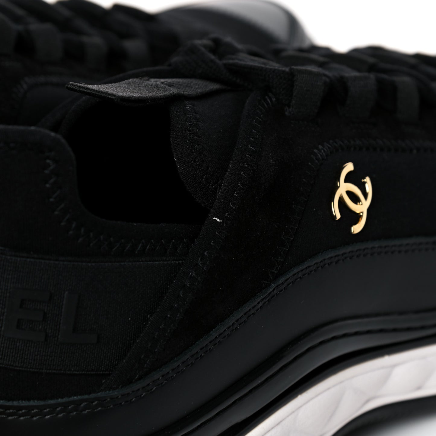 Velvet Calfskin Mixed Fibers CC Sneakers 42 Black