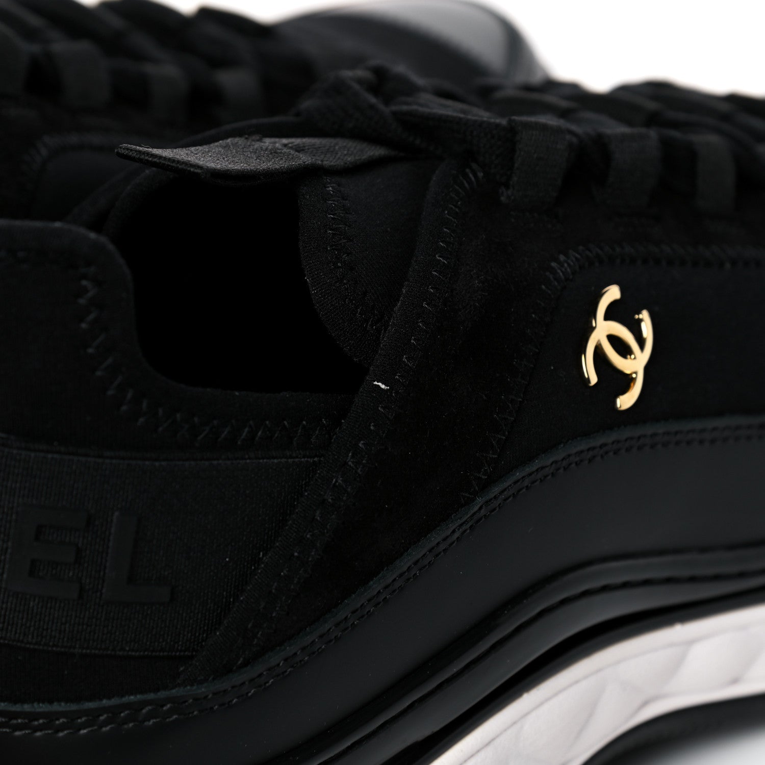 Chanel Velvet Calfskin Mixed Fibers CC Sneakers 42 Black 8 of 9