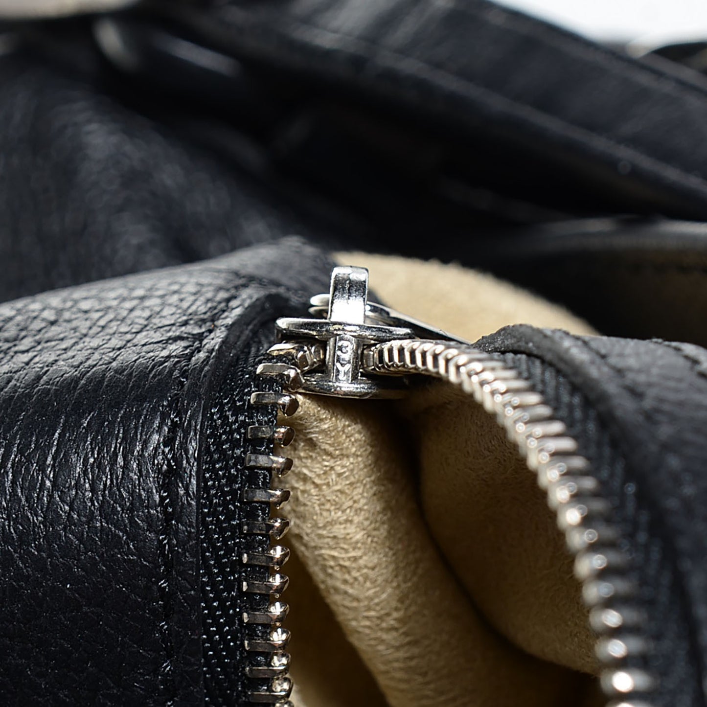 Soft Vachetta Small Biker Saddle Chain Satchel Black