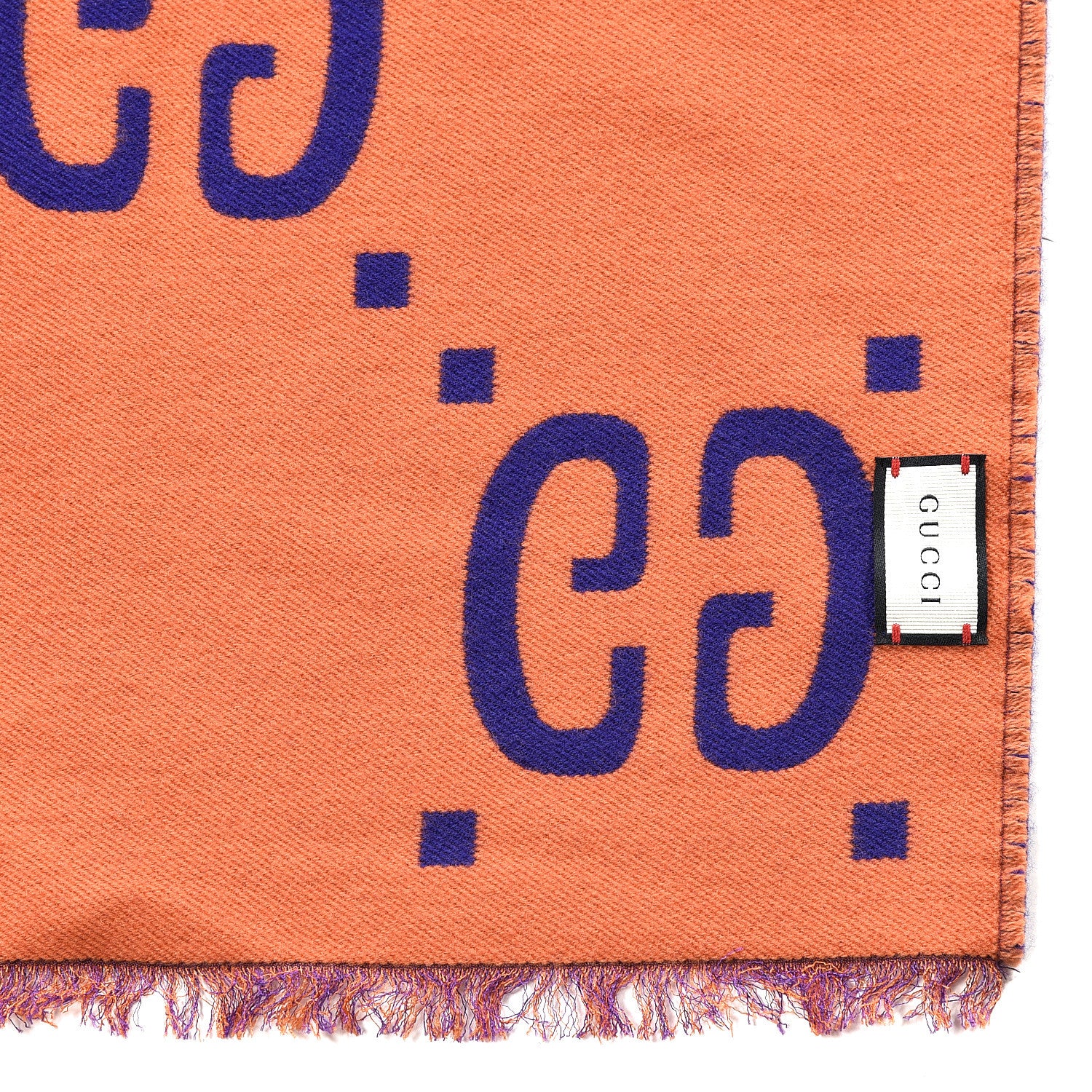 Gucci Wool Silk Monogram Jumbo GG Freedom Scarf Parma Violet Orange 3 of 4