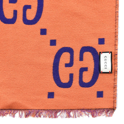 Gucci Wool Silk Monogram Jumbo GG Freedom Scarf Parma Violet Orange 3 of 4