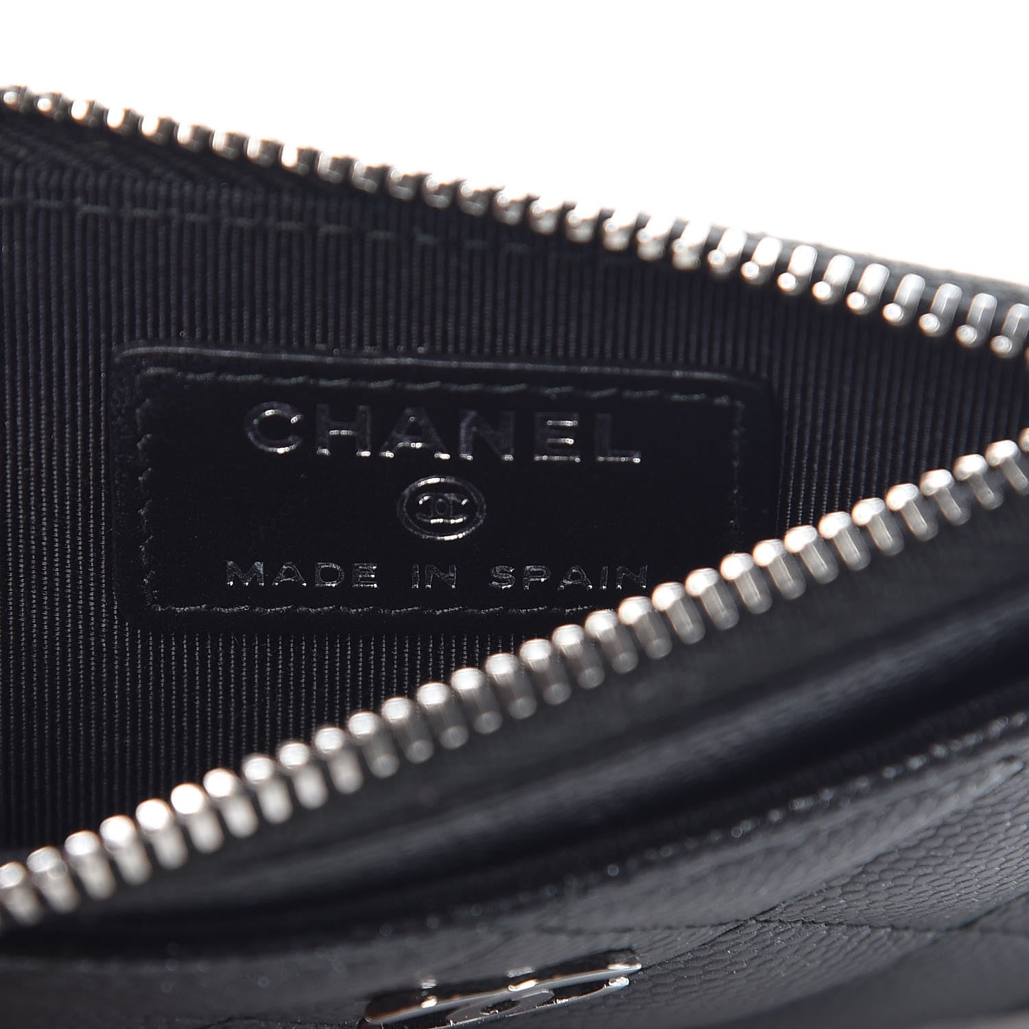 Chanel Iridescent Caviar Quilted CC Zip Card Holder Black 6 of 9