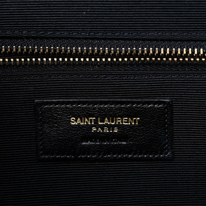 Saint Laurent Grain De Poudre Matelasse Chevron Large Monogram Satchel Blue 8 of 18