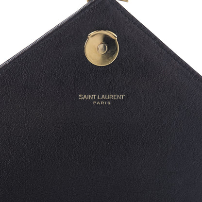 Saint Laurent Sheepskin Matelasse Chevron Monogram Large College Satchel Black 9 of 9