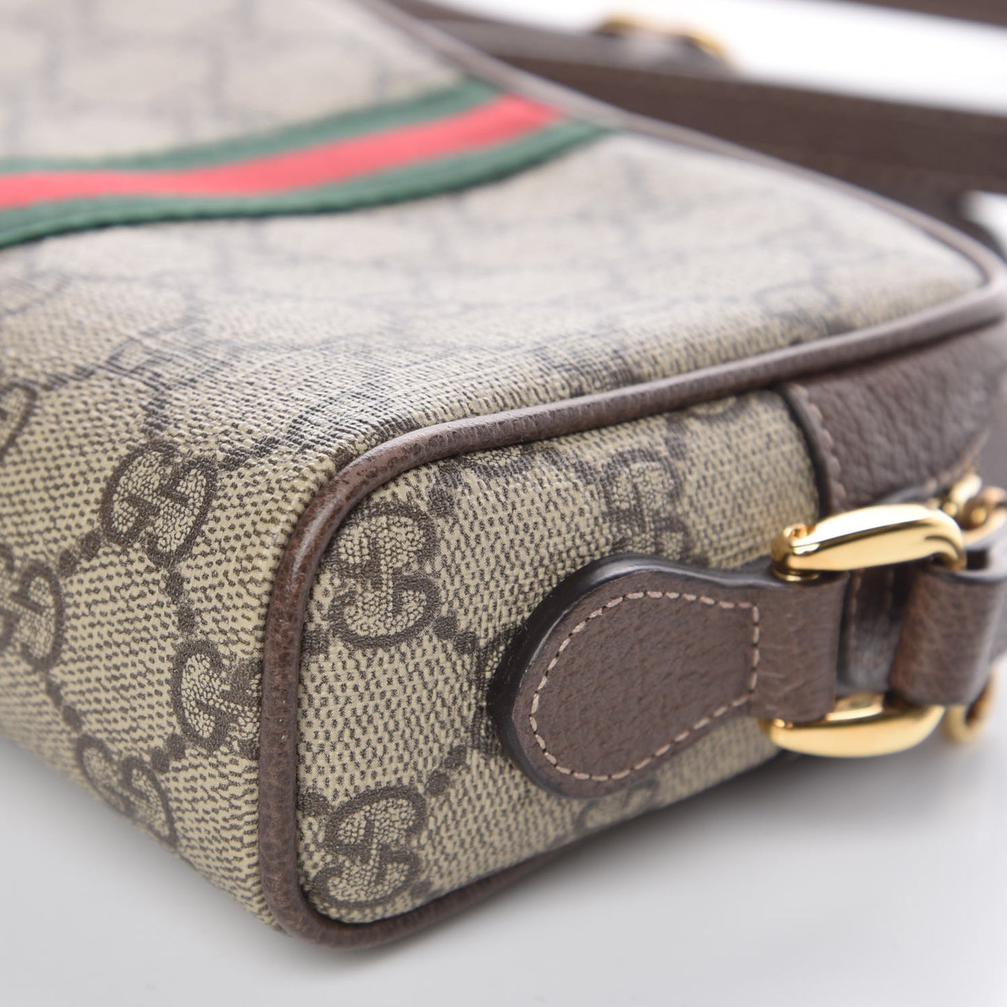 GG Supreme Monogram Web Mini Ophidia Shoulder Bag Brown