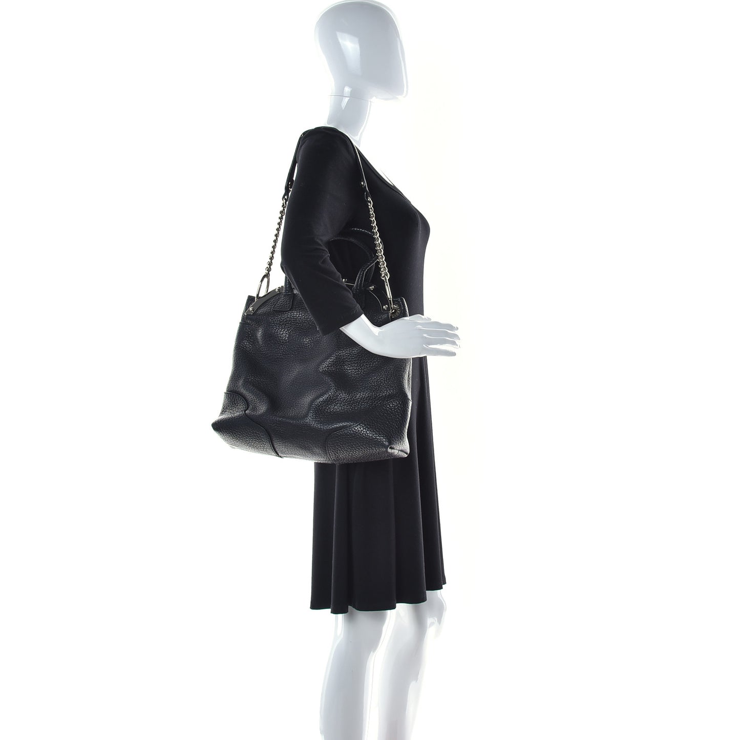 Calfskin Miss Camp Shoulder Bag Black