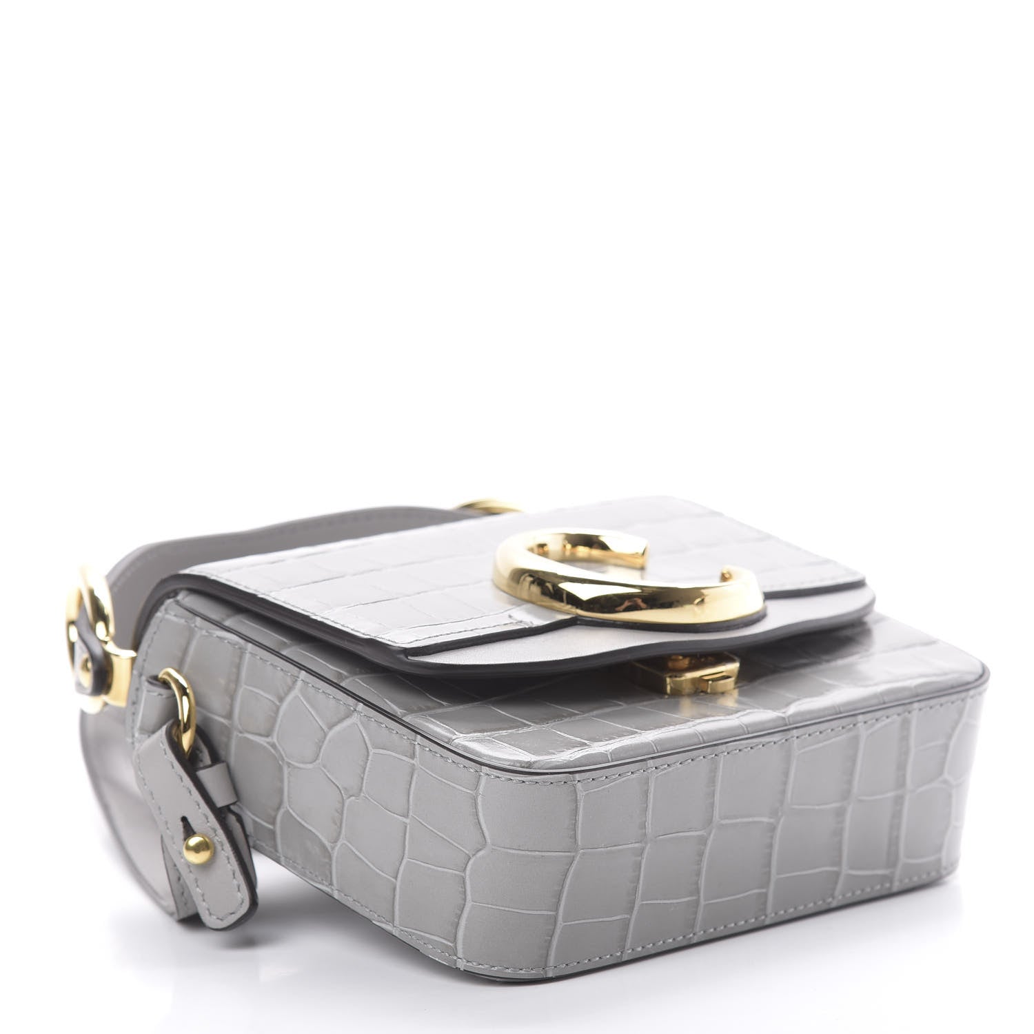 Chloe Calfskin Crocodile Embossed Mini C Bag Stormy Grey 4 of 11