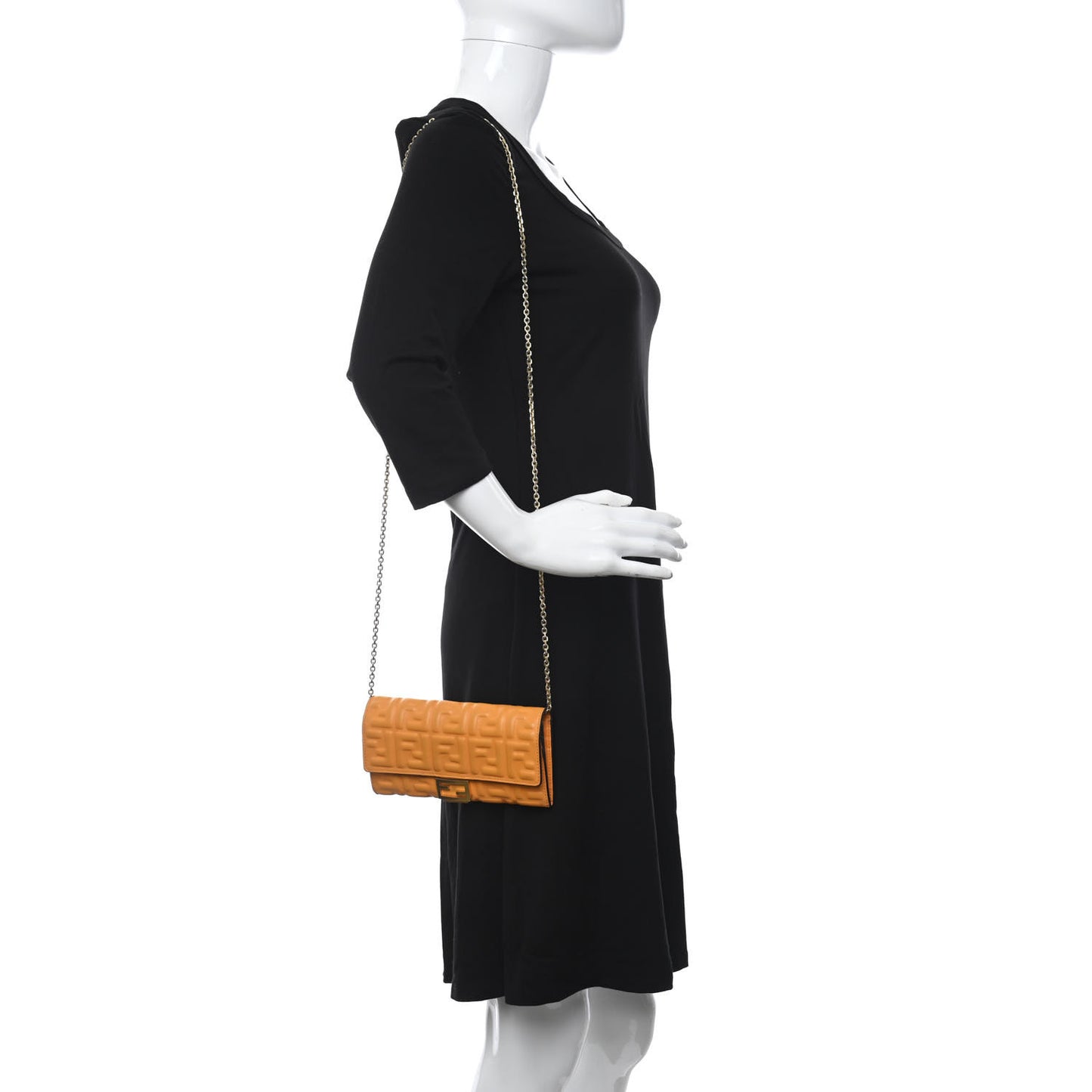 Nappa Matisse FF Embossed Continental Wallet On Chain Clementine