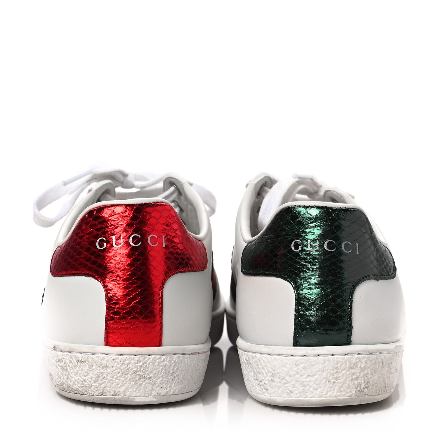 Calfskin Ayers Bee Embroidered Womens Ace Sneakers 38 White Green