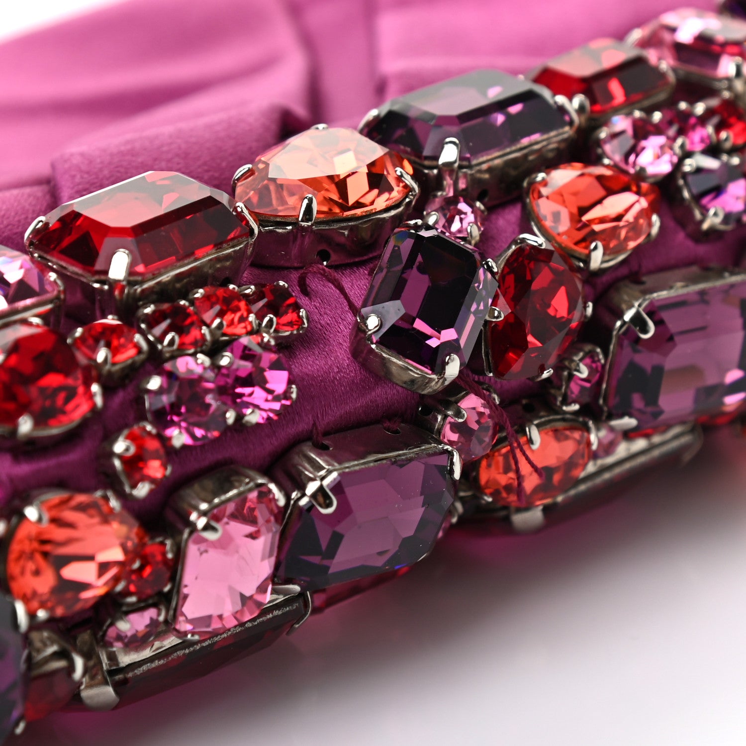 Prada Satin Crystal Frame Clutch Fuxia 7 of 7