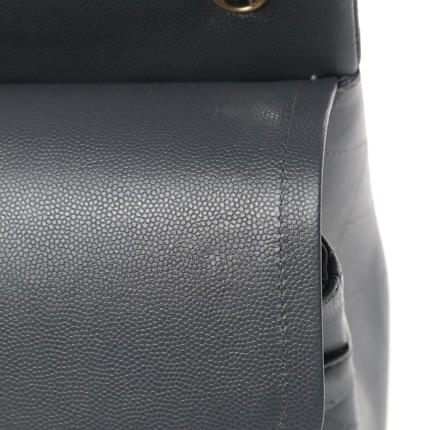 Caviar Quilted Jumbo Double Flap Dark Grey