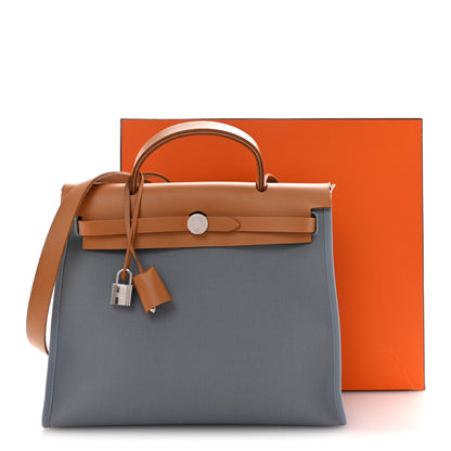 Hermes Military Toile Vache Hunter Herbag Zip PM 31 Bleu Lin 12 of 12