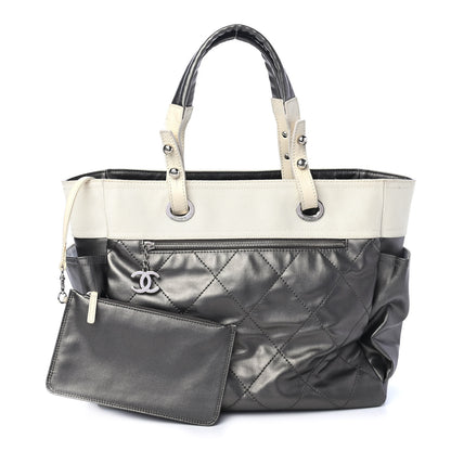Chanel Coated Canvas Quilted Large Paris Biarritz Tote Silver 1 of 9