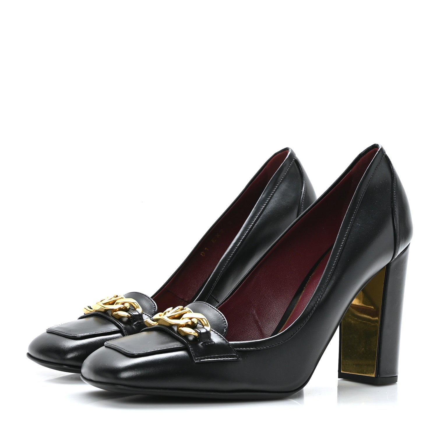Valentino Garavani Calfskin VLogo Chain 95mm Loafer Pumps 38.5 Black 3 of 7