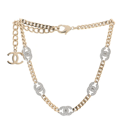 Chanel Crystal Chain CC Link Choker Gold Silver 3 of 6