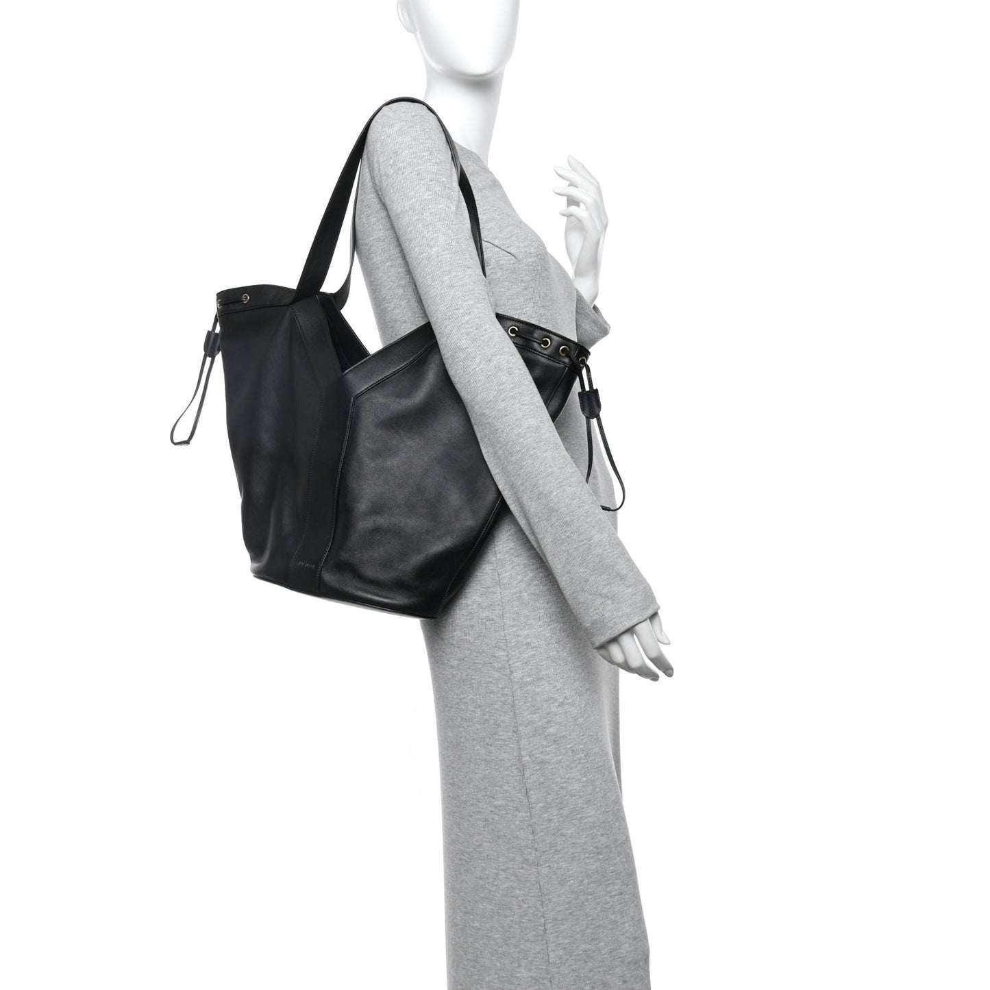 Santorini Lux Calfskin Y Drawstring Tote Black