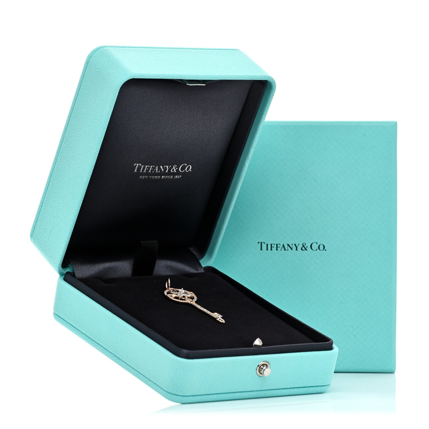 Tiffany 18K Rose Gold Diamond Victoria Round Key Pendant 4 of 4