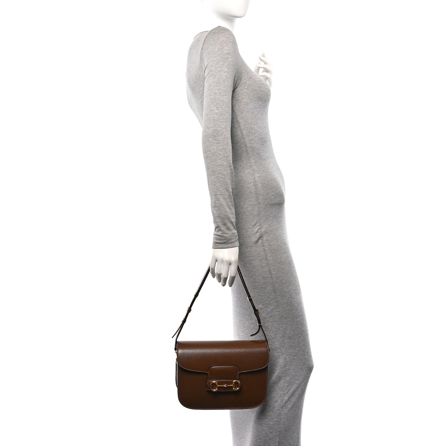 Azalea Calfskin Horsebit 1955 Shoulder Bag Brown Sugar