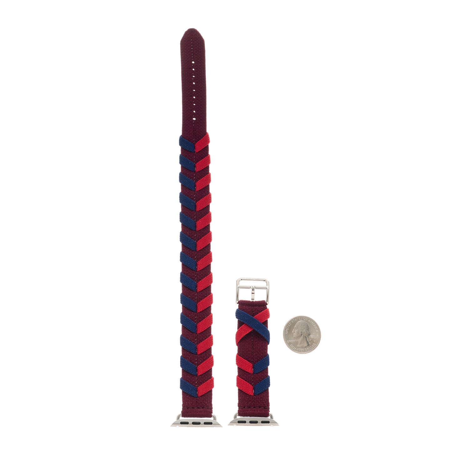 Polyamide Yarn Woven Bridon 41mm Apple Watch Double Tour Band Rouge H