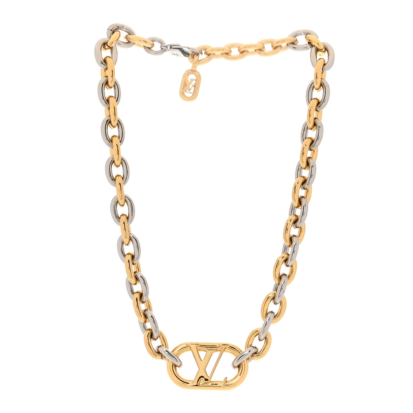 Metal Everyday LV Chain Necklace Gold Silver