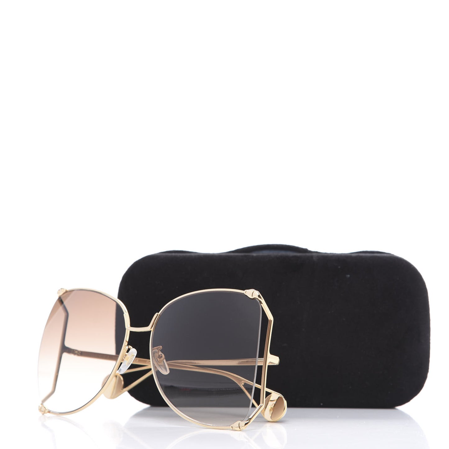 Oversized Round Sunglasses GG0252S Gold Brown
