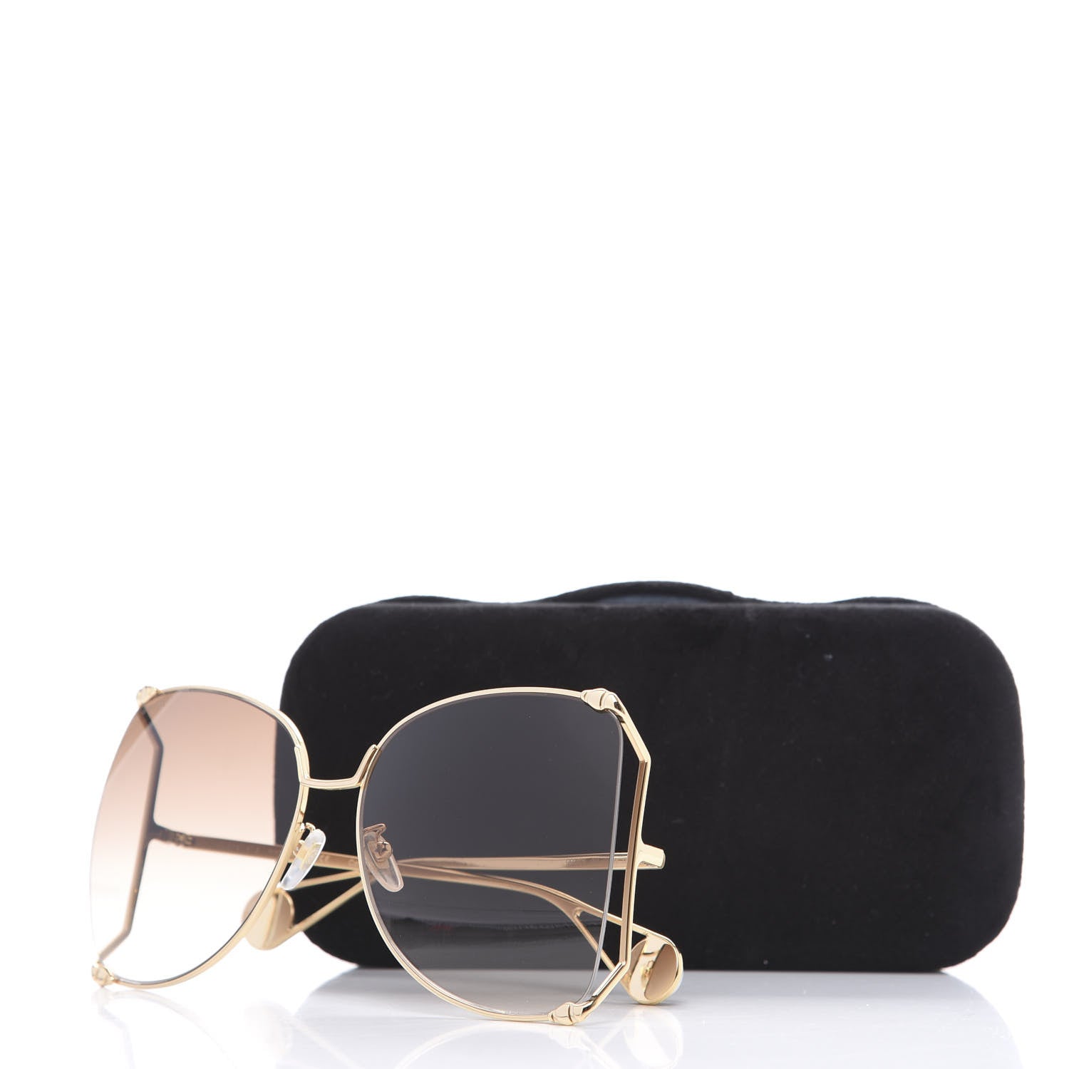 Gucci Oversized Round Sunglasses GG0252S Gold Brown 8 of 8