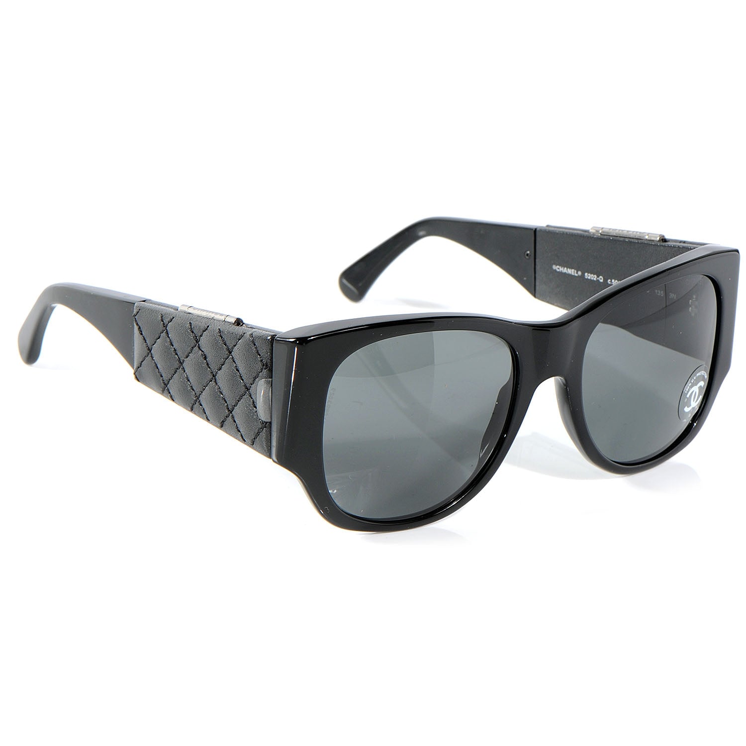 Chanel Leather Quilted CC Sunglasses w Mirror 5202-Q Black 3 of 7