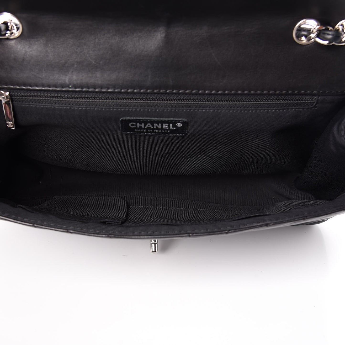Lambskin Chevron Quilted Single Flap Black