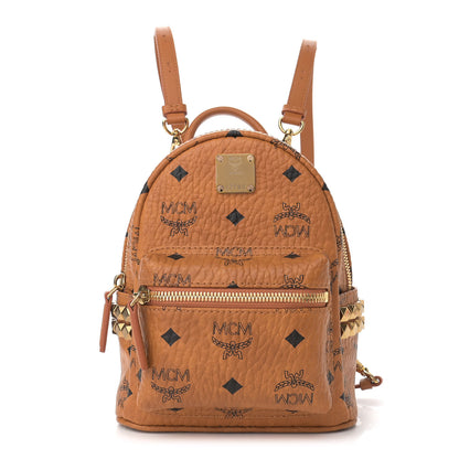 MCM Visetos Side Stud X-Mini Stark Bebe Boo Backpack Cognac 1 of 9