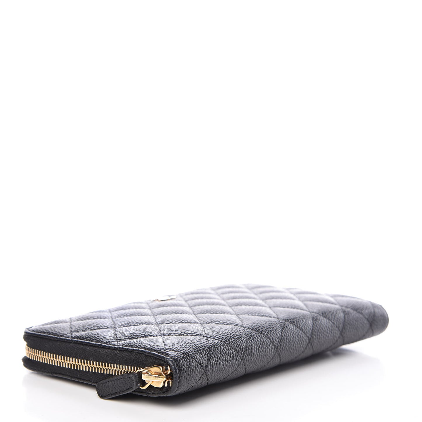 Caviar Quilted Large Zip Around Organizer Wallet Black