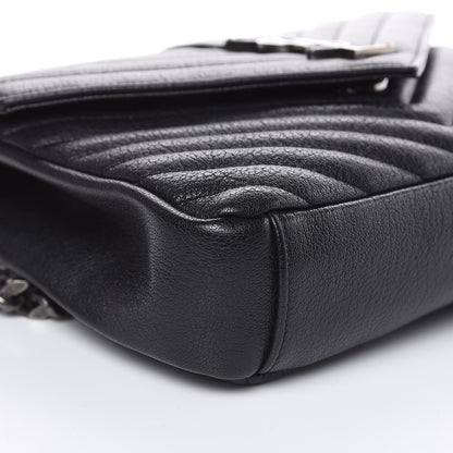 Saint Laurent Sheepskin Matelasse Chevron Monogram Medium College Bag Black 8 of 12