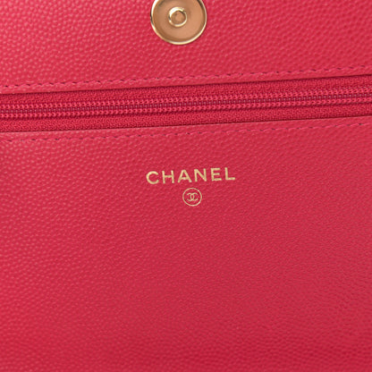 Chanel Caviar Quilted Boy Wallet On Chain WOC Fuchsia 5 of 13