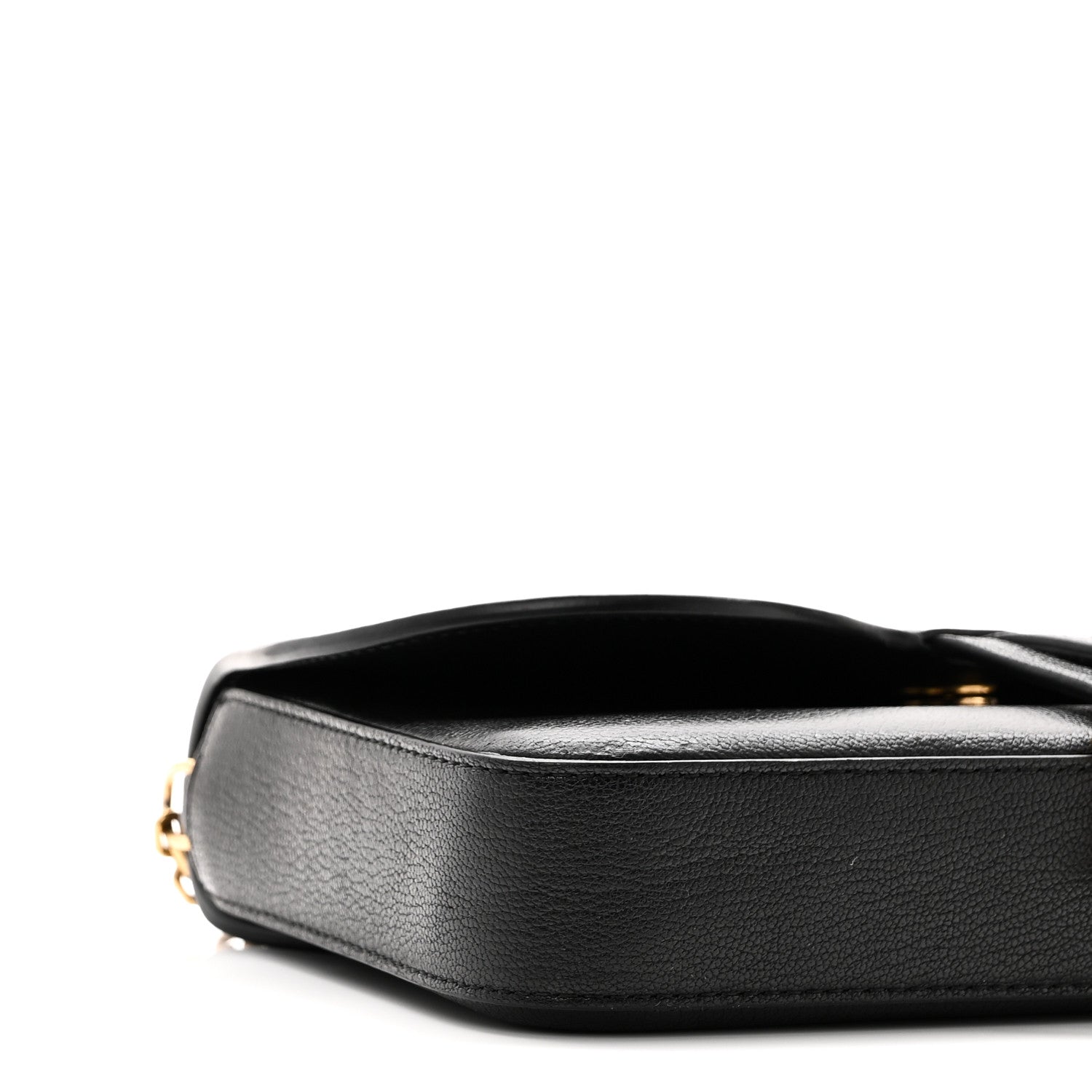 Christian Dior Goatskin Medium Saddle Pouch With Chain Black