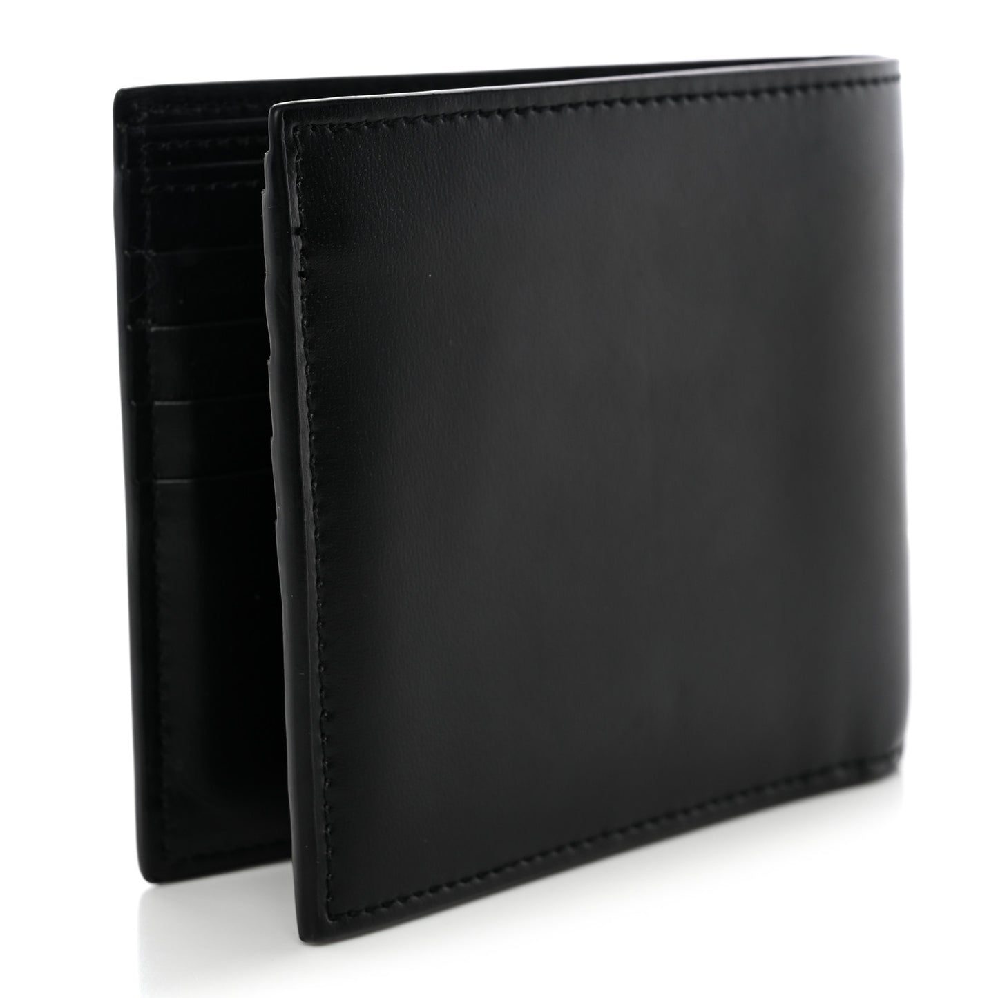 Matte Calfskin Tiny Cassandre East West Wallet Black