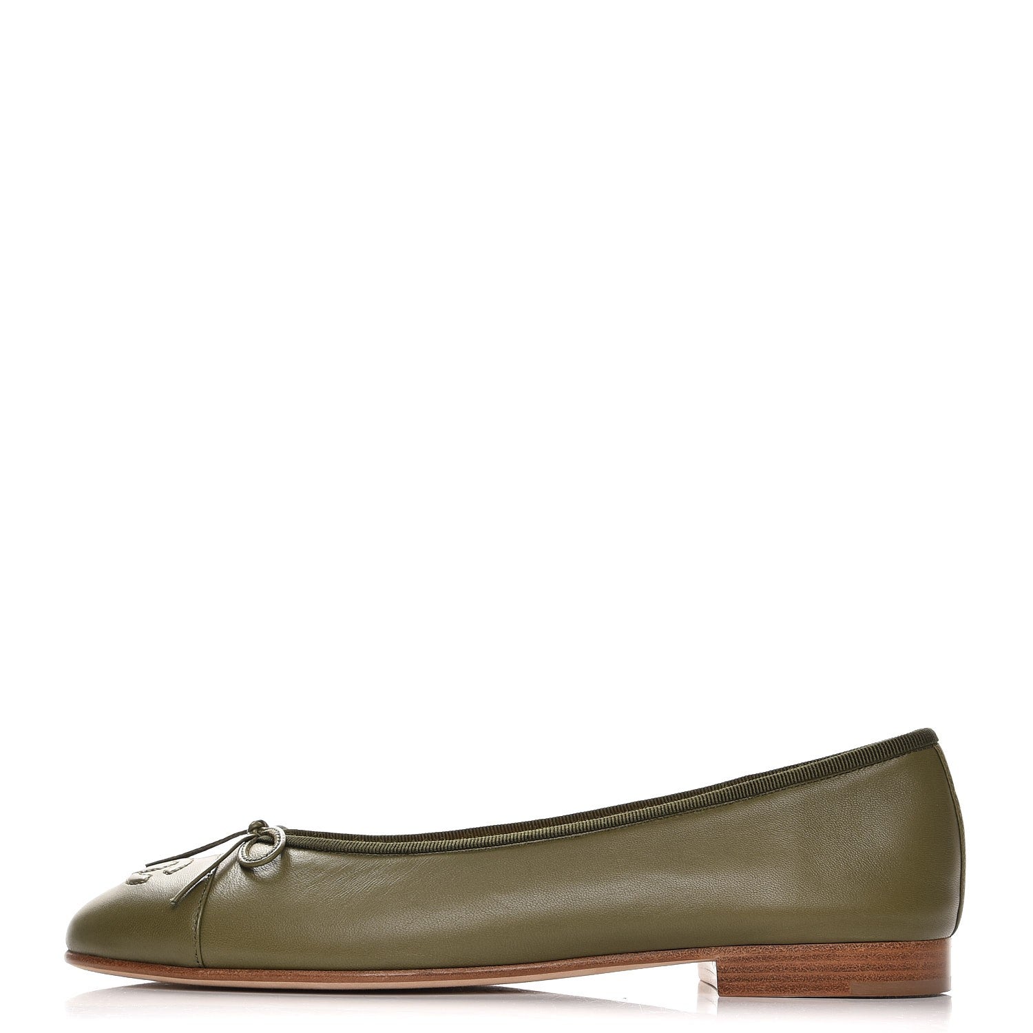Chanel Lambskin Cap Toe Ballerina Flats 38 Green 1 of 8