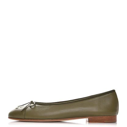 Chanel Lambskin Cap Toe Ballerina Flats 38 Green 1 of 8