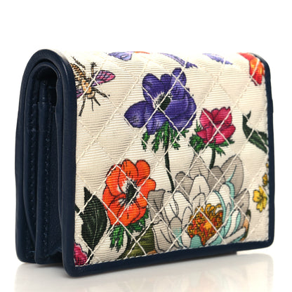 Gucci Canvas Flora Floral Trapuntata Zumi Card Case Wallet Great White Multicolor Blue Agata 3 of 9