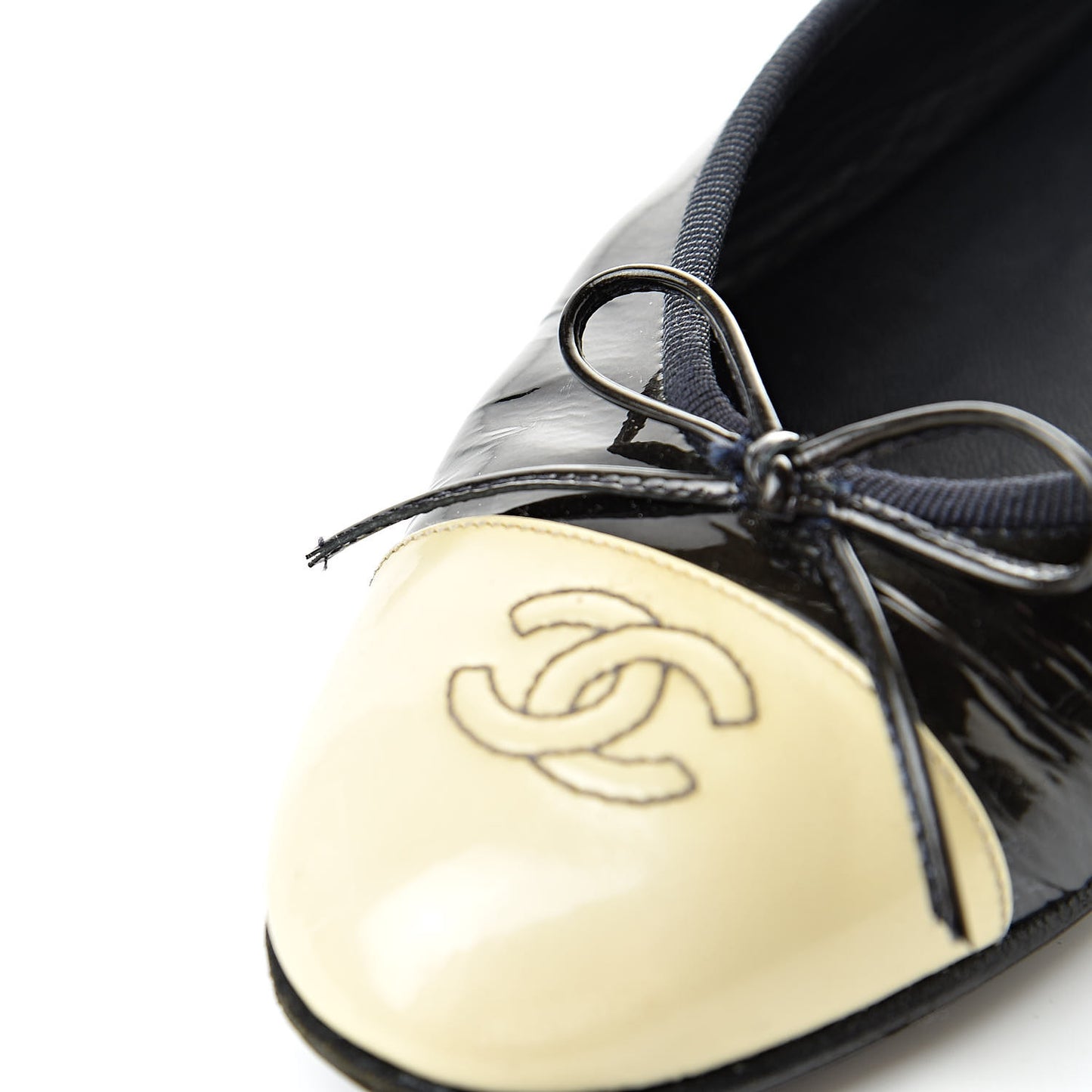 Patent Cap Toe Ballerina Flats 36.5 Black