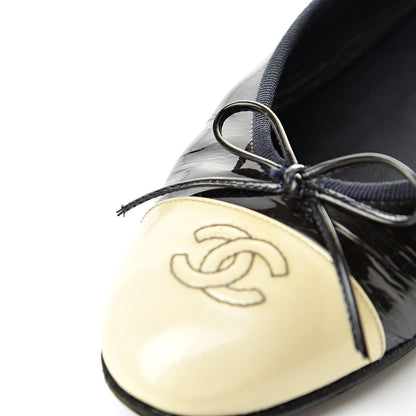 Chanel Patent Cap Toe Ballerina Flats 36.5 Black 10 of 13