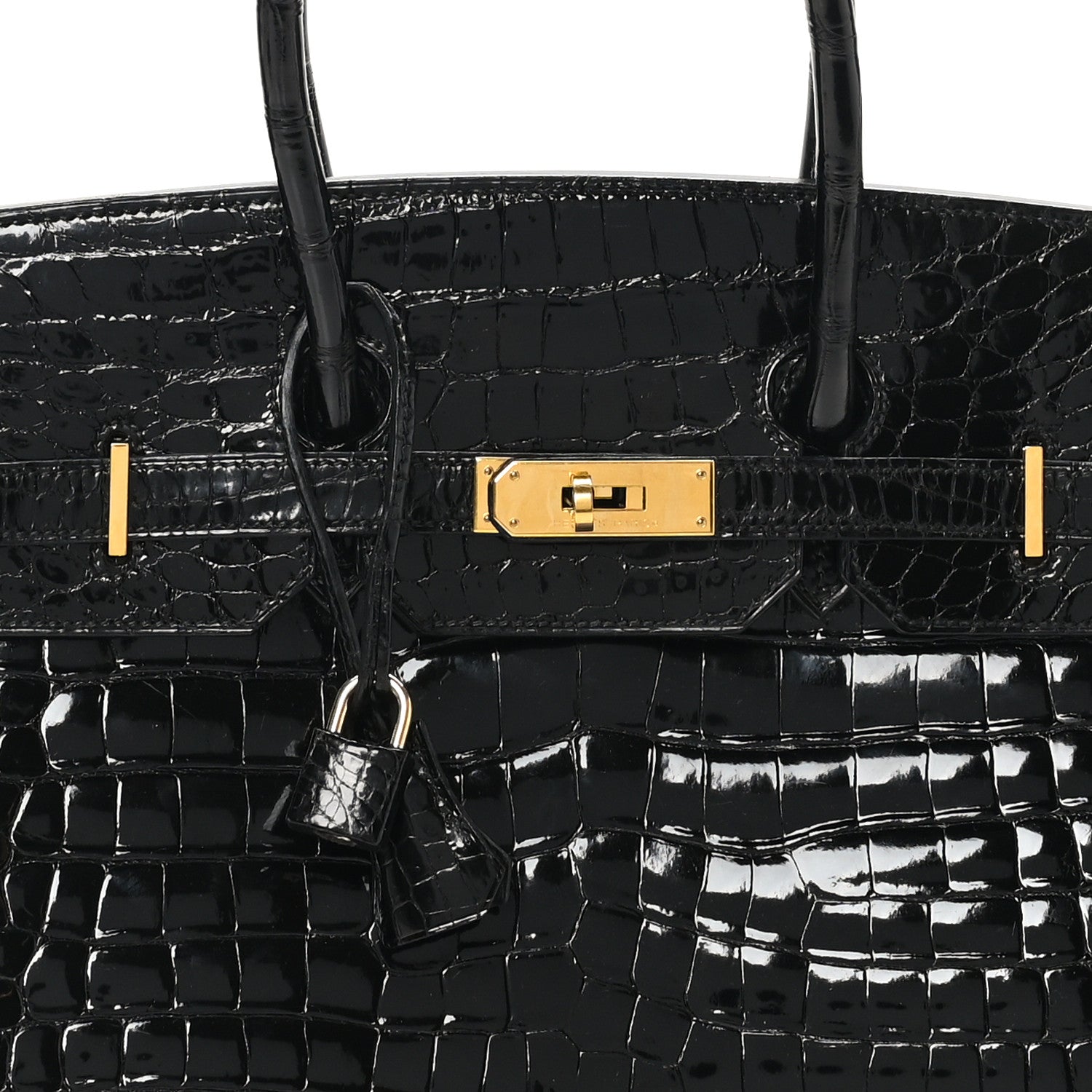 Hermes Shiny Porosus Crocodile Birkin 35 Black 8 of 11