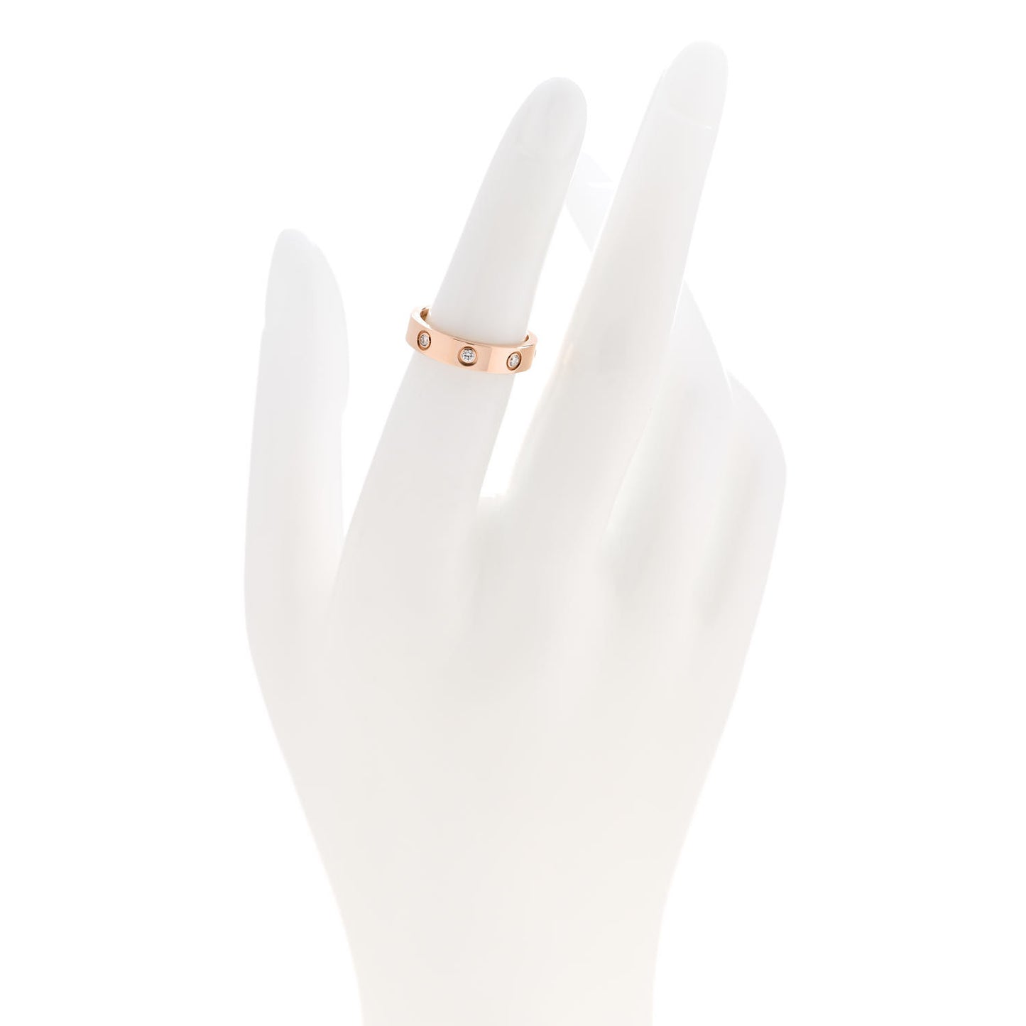18K Pink Gold 8 Diamond 4mm LOVE Wedding Band Ring 50 5.25