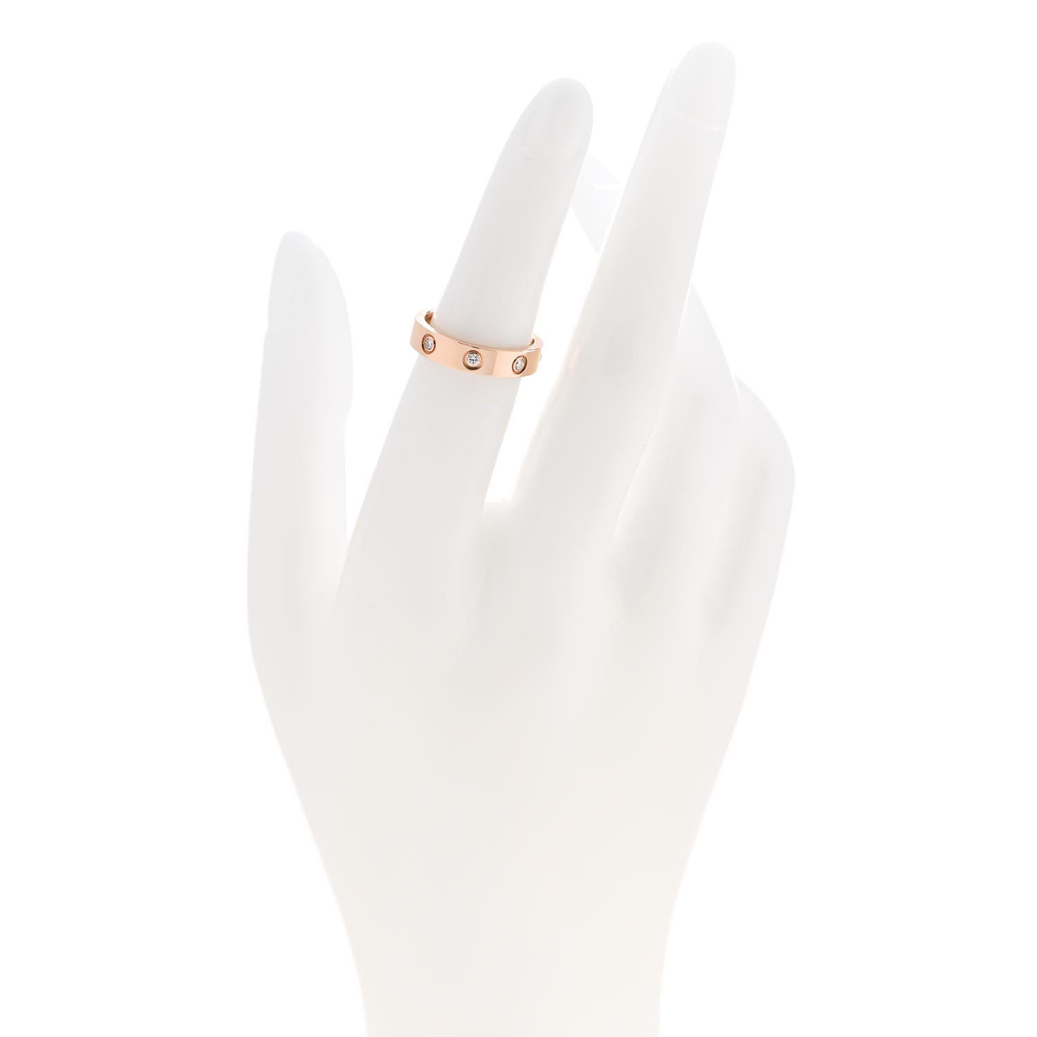 Cartier 18K Pink Gold 8 Diamond 4mm LOVE Wedding Band Ring 50 5.25 2 of 5