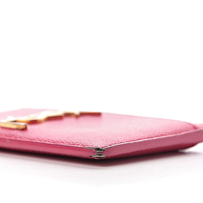 Saint Laurent Grain De Poudre Monogram Credit Card Case Fuschia 9 of 15