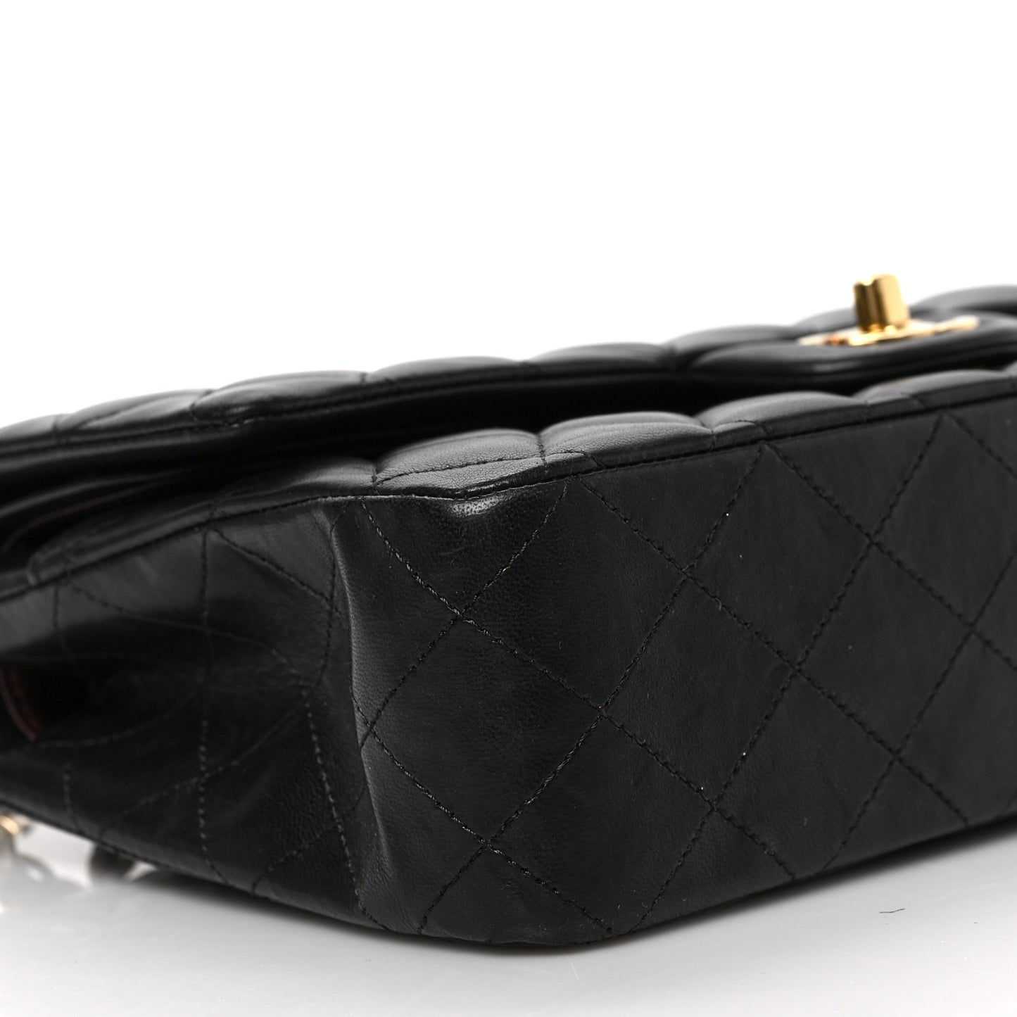 Lambskin Quilted Medium Double Flap Black