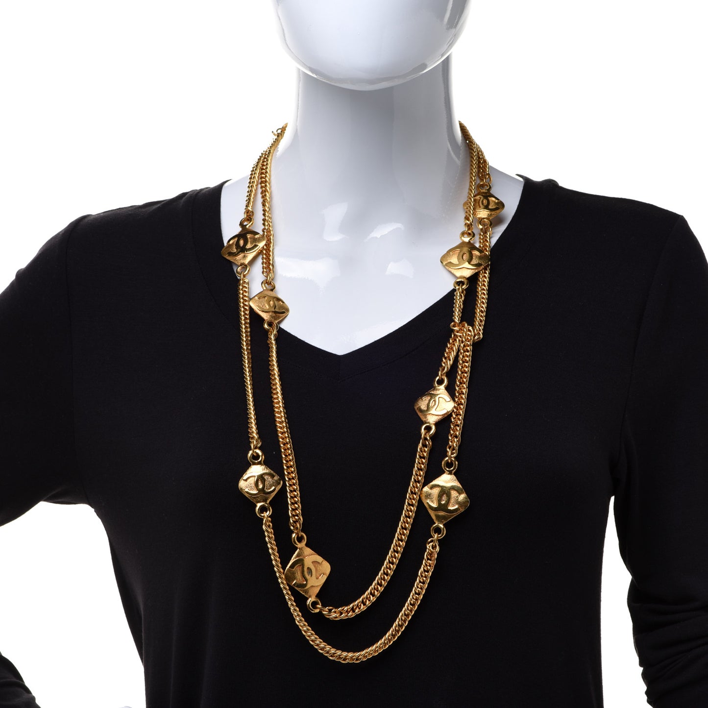 Metal CC Long Chain Necklace Gold
