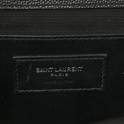 Saint Laurent Grain De Poudre Textured Mixed Matelasse Triquilt Medium Monogram Satchel Black 6 of 12