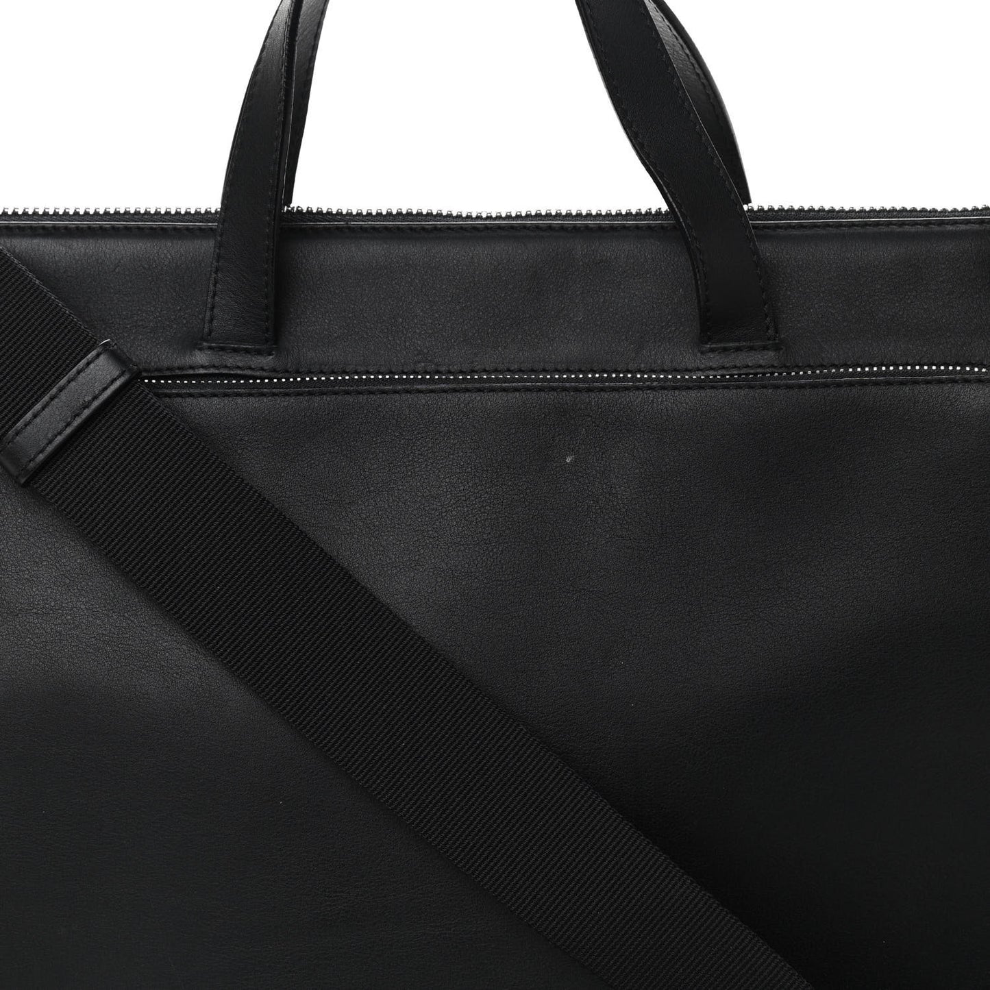 Calfskin Wide Briefcase Black
