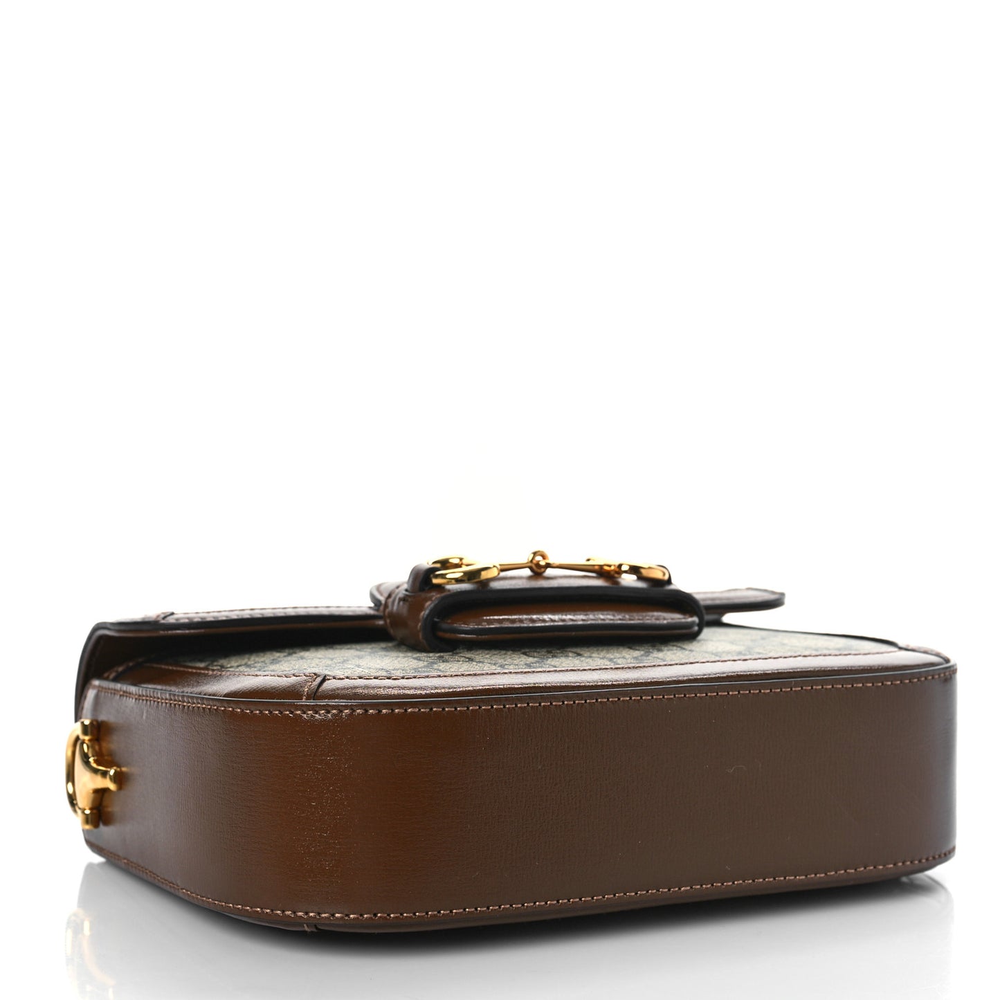GG Supreme Monogram Web Mini Horsebit 1955 Shoulder Bag Beige Brown Sugar